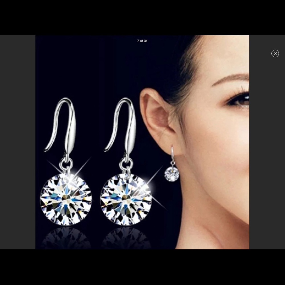 Crystal CZ Round Hook Earrings